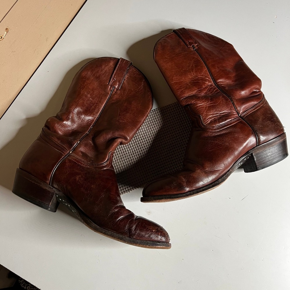 Imperial Dan Post Mens Brown Leather Western Cowboy Boots Made in USA M481 10.5D